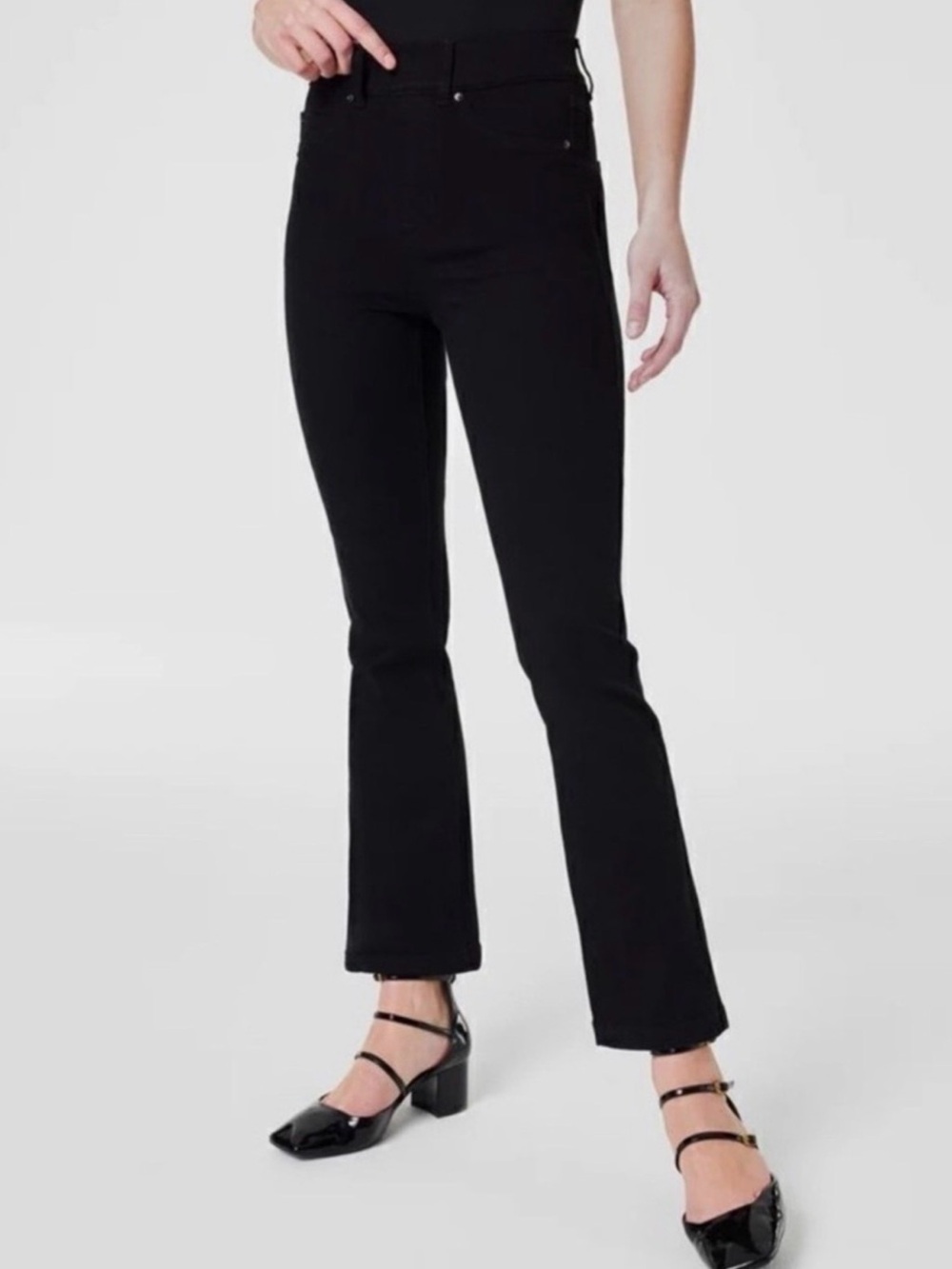 SPANX Black High-Rise Flare Jeans Size Medium Minimalist•Capsule Wardrobe Piece